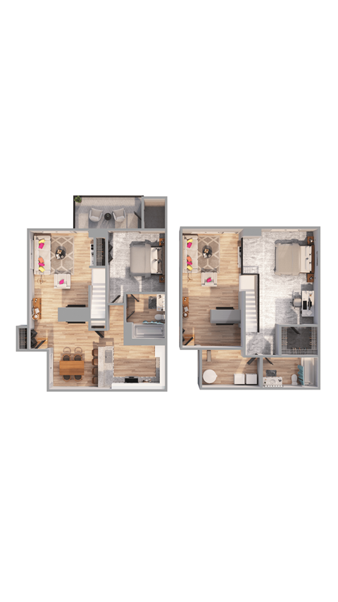 1 Bed 1 Bath Floor Plan | 1,344 Sq. Ft. at Ashford Belmar Apartments, Lakewood, Colorado